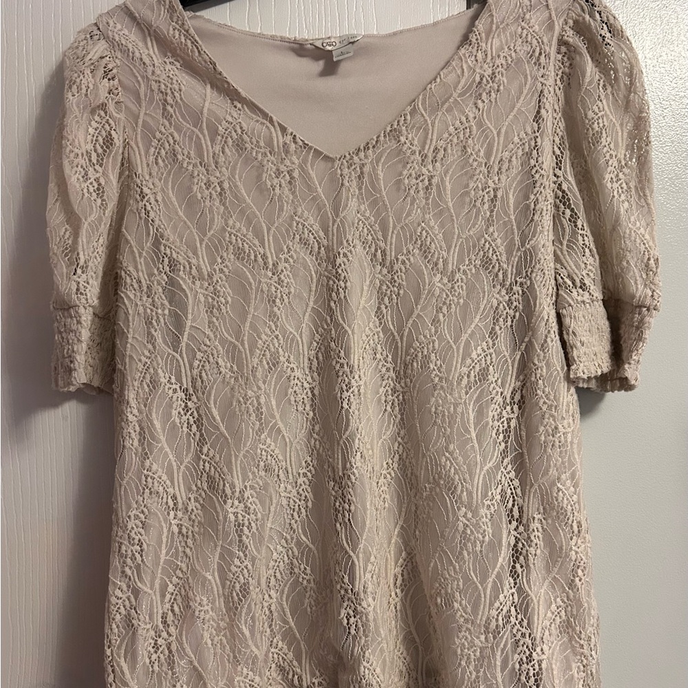 Cato Cream Puff Sleeve Ruffled Blouse